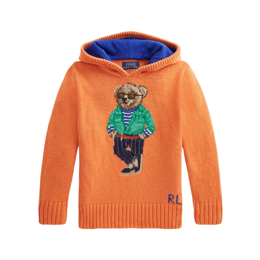 Polo Kids Polo Bear Cotton Hooded Sweater (Orange) 폴로 키즈 폴로 베어 코튼 후드 스웨터 긴팔 (오렌지) 616418,POLO,펀조이해외직구
