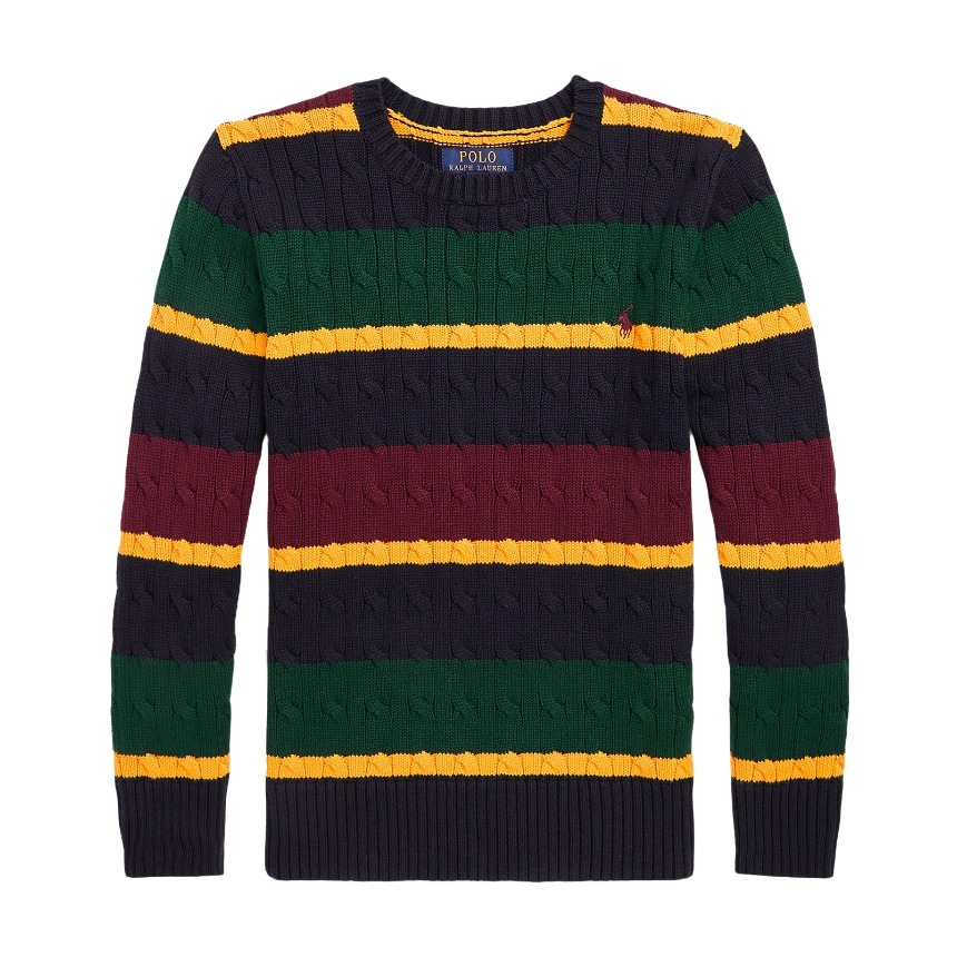 Polo Kids Striped Cable-Knit Cotton Sweater 폴로 키즈 스트립 케이블 니트 코튼 스웨터 628606,POLO,펀조이해외직구
