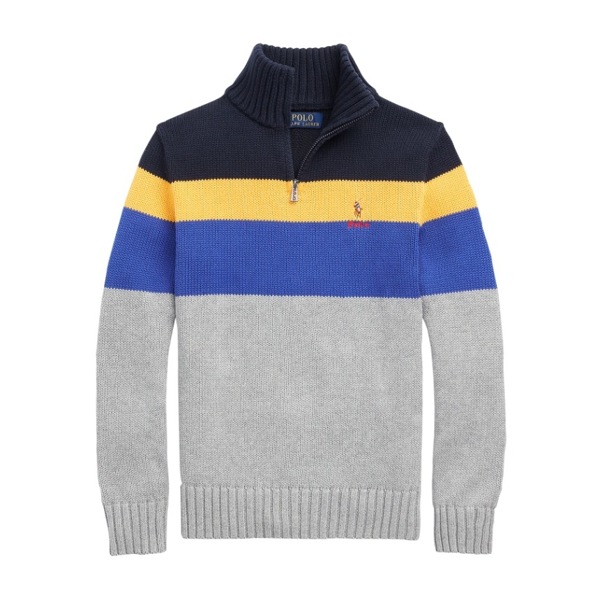 Polo Kids Color-Blocked Cotton Quarter-Zip Sweater 폴로 키즈 컬러블록 코튼 쿼터 집업 스웨터 628608,POLO,펀조이해외직구