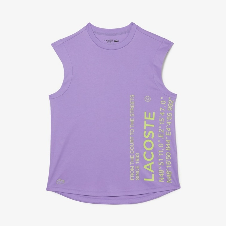 LACOSTE Women’s SPORT Loose Fit Branded Coordinate T-Shirt 라코스테 여성 운동복 루즈핏 브랜디드 티셔츠 민소매 TF9182-51,라코스테,펀조이해외직구